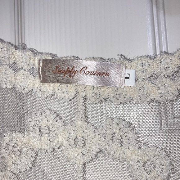 Simply Couture size large cream color sheer lace swimsuit coverup or dress - Picture 2 of 5